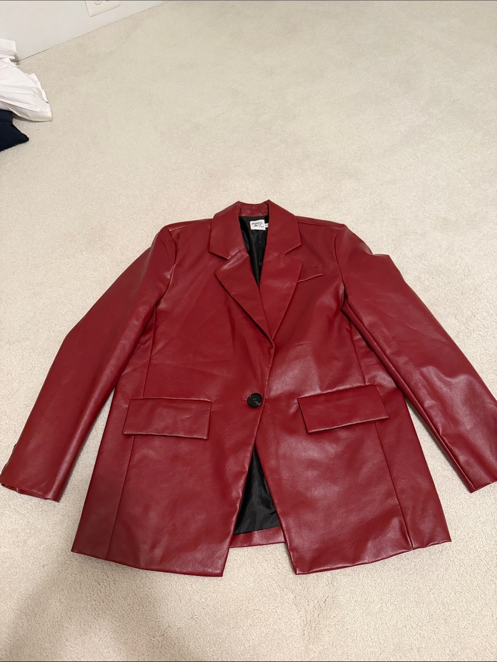 Princess Polly Red Faux Leather Blazer